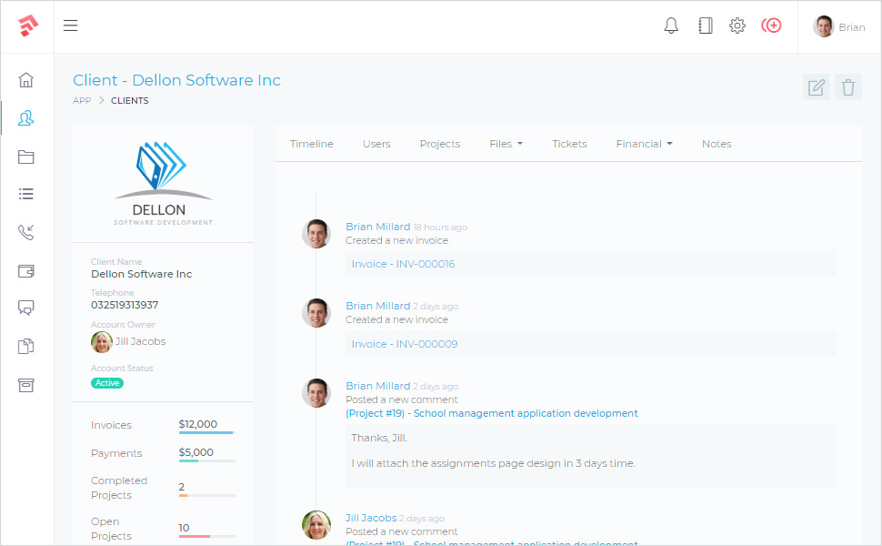 Client Management Interface